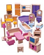 Дървен комплект Bigjigs - Мебели за кукленска къща -1