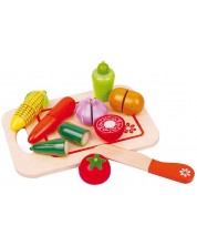 Игрален комплект Lelin - Дървени зеленчуци за рязане, с дъска II -1