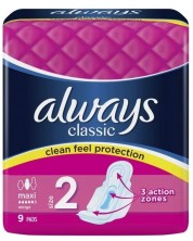 Дамски превръзки с крилца Always Classic - Maxi Dry, 9 броя