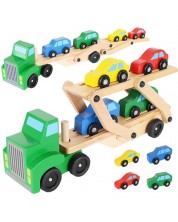 Дървена играчка Kruzzel - Автовоз с колички -1