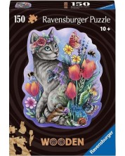 Дървен пъзел Ravensburger от 150 части - Пролетно коте