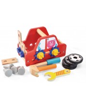 Дървен комплект Acool Toy - Кола за сглобяване, с болтчета и гайки -1