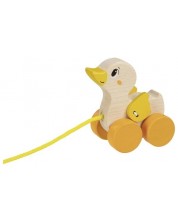 Дървена играчка за дърпане Goki - Жълтоклюно пате
