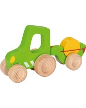 Дървена играчка Goki - Трактор с ремарке -1