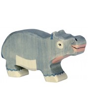 Дървена фигурка Goki - Хипопотам, малък