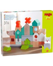Дървени кубчета Haba - Куче и котка, 31 части
