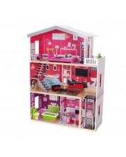 Дървена къща за кукли с обзавеждане Moni Toys - Isabella, 4118