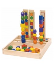 Дървена логическа игра Woody - Форми и цветове -1