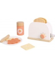 Дървена играчка Tooky toy - Тостер с продукти за закуска -1