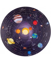 Дървен кръгъл пъзел Bigjigs - Слънчевата система, 50 части -1
