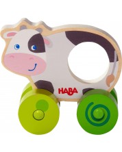 Дървена играчка за бутане Haba - Крава -1