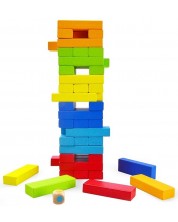  Дървена цветна игра за баланс Acool Toy - Дженга със зарче  -1