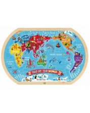 Дървен пъзел Tooky toy - Карта на света -1