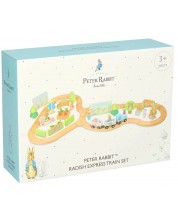 Дървен игрален комплект Orange Tree Toys Peter Rabbit - Влак с релси и фигури
