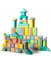 Дървени кубчета Tooky Toy - 90 елемента -1