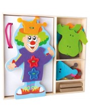 Дървена играчка за нанизване Small Foot - Клоун с дрехи