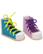 Дървена играчка Small Foot - Обувки с връзки за връзване, 2 броя