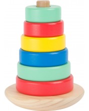 Дървена кула Small Foot - С цветни рингове за нанизване -1
