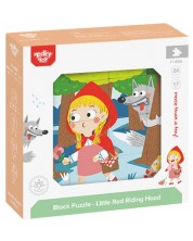 Дървени кубчета Tooky Toy - Червената шапчица, 16  броя