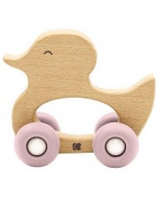 Дървена играчка с чесалка KikkaBoo - Duck, Pink -1