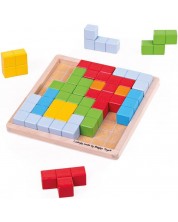 Дървена игра Bigjigs - Блокове с шаблони -1