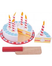 Дървена торта за рязане Bigjigs - Рожден ден -1