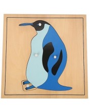 Дървен пъзел с животни Smart Baby - Пингвин, 4 части -1