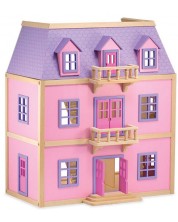 Дървена куклена къща Melissa & Doug - Многоетажна, розова
