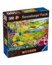 Дървен пъзел Ravensburger от 500 части - Дива градина -1