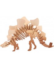 Дървен 3D пъзел Johntoy - Динозаври, 4 вида