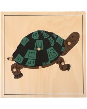 Дървен пъзел с животни Smart Baby - Костенурка -1
