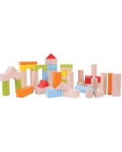 Дървен комплект Bigjigs - Цветни блокчета