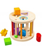 Дървена играчка за сортиране Bigjigs - Търкаляща се, с фигурки -1