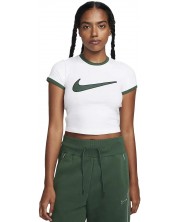 Дамска тениска Nike - Sportswear Cropped, бяла/зелена