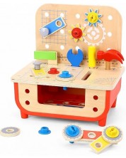 Дървен комплект Tooky Toy - Работилница с инструменти -1