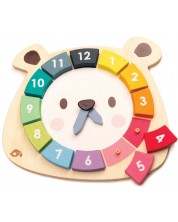 Дървена играчка Tender Leaf Toys - Образователен часовник Мече