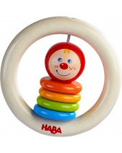 Дървена бебешка играчка Haba - Клоун, пъстра
