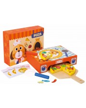 Дървен комплект Tooky Toy - Домашна пица, 39 части -1