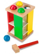 Дървена играчка Melissa & Doug - Кула с топчета и чук -1