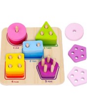 Дървена низанка Tooky toy - Цифри, форми, цветове -1