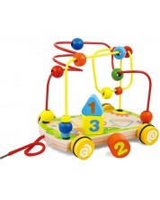 Дървена играчка Acool Toy - Лабиринт с мъниста на колела, Монтесори -1
