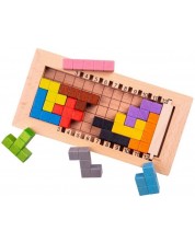 Дървена логическа игра Bigjigs - Заключи блоковете