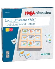 Дървена игра Haba Education - Бинго, вкусен свят