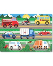 Дървен пъзел с дръжки Melissa & Doug - Превозни средства -1