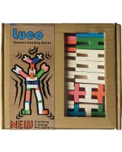 Дървен конструктор Luco - 42 цветни части -1