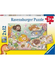 Детски пъзел Ravensburger от 2 x 12 части - Русалки -1