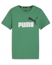 Детска тениска Puma - Essentials+ Two-Tone Logo , зелена -1