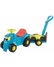 Детски трактор за бутане 2 в 1 Ecoiffier - Син, с ремарке и косачка -1