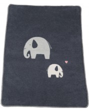 Детско одеяло David Fussenegger - Maja, 75 х 100 cm, Слончета, сиво -1