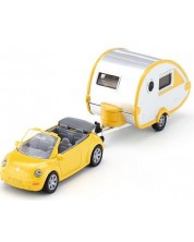 Метална количка Siku - Кабрио VW Beetle с каравана